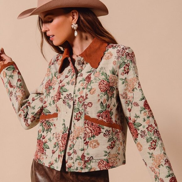 SO ME Floral Tapestry Button Up Jacket - Picture 8 of 11